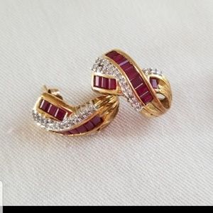 🎄🎁Sale🎄🎁Ruby and Diamond 14K Earrings